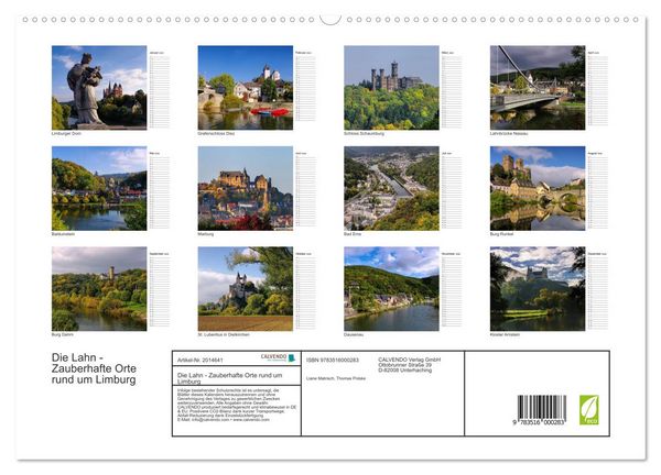 Produktbild: Die Lahn - Zauberhafte Orte rund um Limburg (hochwertiger Premium Wandkalender 2026 DIN A2 quer), Kunstdruck in Hochglanz