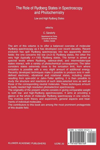 Produktbild: The Role of Rydberg States in Spectroscopy and Photochemistry