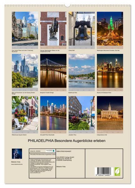 Produktbild: PHILADELPHIA Besondere Augenblicke erleben (hochwertiger Premium Wandkalender 2026 DIN A2 hoch), Kunstdruck in Hochglanz