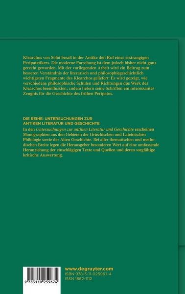 Produktbild: Beitr&auml;ge zu den Fragmenten des Klearchos von Soloi
