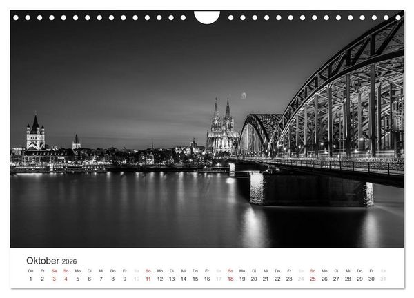 Produktbild: K&ouml;ln - monochrome Ansichten (Wandkalender 2026 DIN A4 quer), CALVENDO Monatskalender