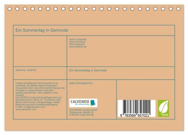 Produktbild: Ein Sommertag in Gernrode (Tischkalender 2027 DIN A5 quer), CALVENDO Monatskalender