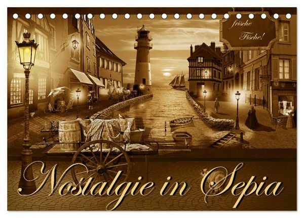 Produktbild: Nostalgie in Sepia (Tischkalender 2026 DIN A5 quer), CALVENDO Monatskalender