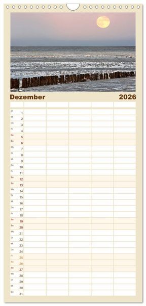 Produktbild: Familienplaner 2026 - Sylt-Abende - Fotografien von Beate Zoellner mit 5 Spalten (Wandkalender, 21 x 45 cm) CALVENDO