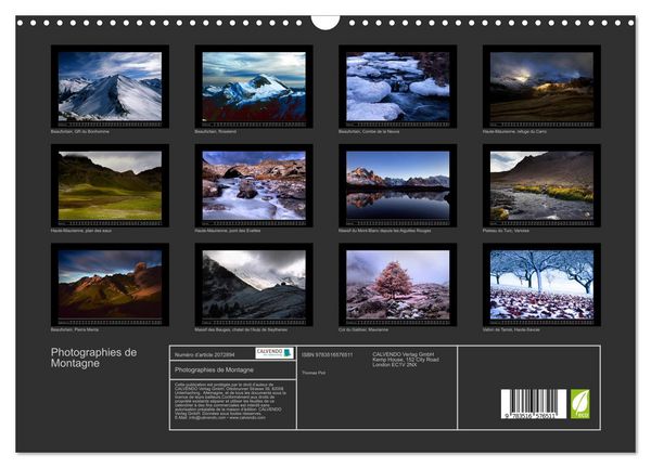 Produktbild: Photographies de Montagne (Calendrier mural 2026 DIN A3 vertical), CALVENDO calendrier mensuel
