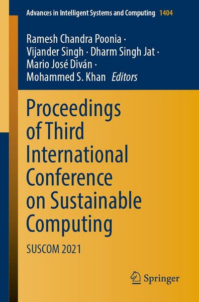 Produktbild: Proceedings of Third International Conference on Sustainable Computing