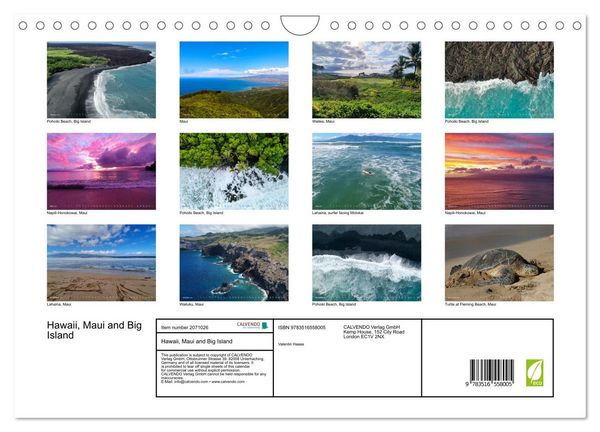Produktbild: Hawaii, Maui and Big Island (Wall Calendar 2026 DIN A4 landscape), CALVENDO 12 Month Wall Calendar