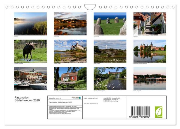 Produktbild: Faszination S&uuml;dschweden 2026 (Wandkalender 2026 DIN A4 quer), CALVENDO Monatskalender