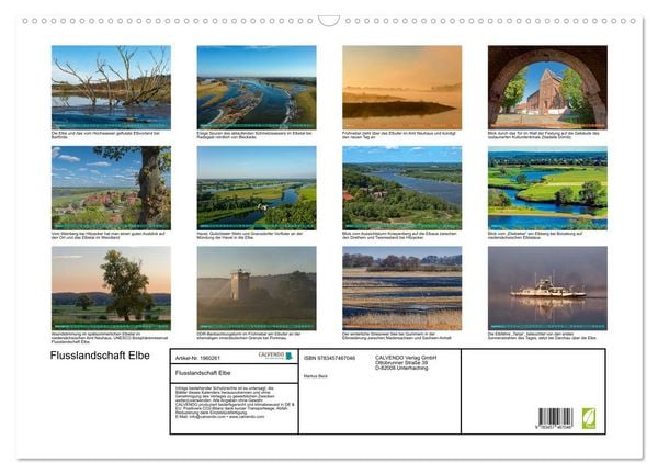 Produktbild: Flusslandschaft Elbe (Wandkalender 2026 DIN A2 quer), CALVENDO Monatskalender