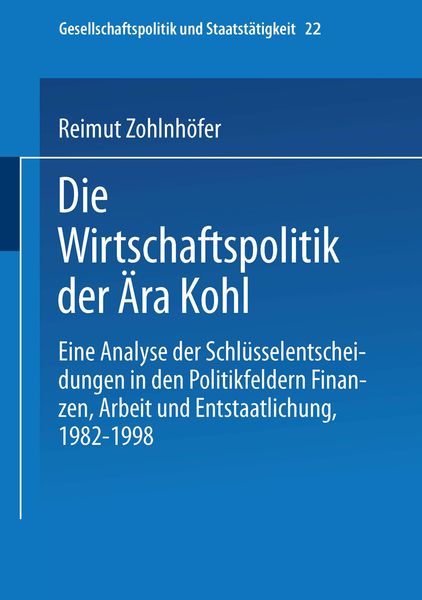 Produktbild: Die Wirtschaftspolitik der &Auml;ra Kohl