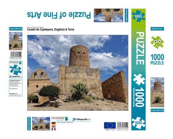 CALVENDO Puzzle Castell de Capdepera, Església & Torre | 1000 Teile Lege-Größe 64x48cm Foto-Puzzle für glückliche Stunden