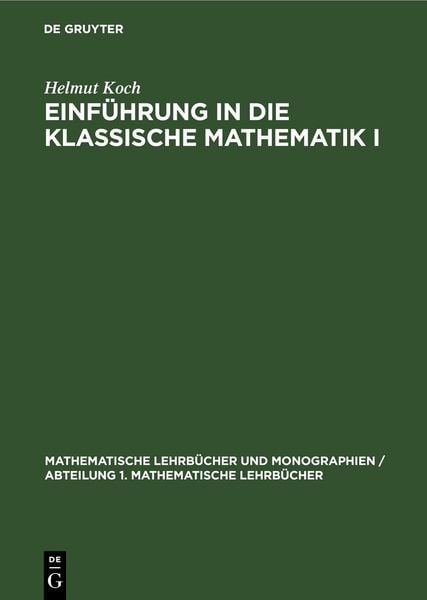 Produktbild: Einf&uuml;hrung in die klassische Mathematik I