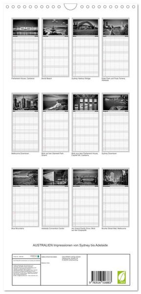Produktbild: Familienplaner 2026 - AUSTRALIEN Impressionen von Sydney bis Adelaide mit 5 Spalten (Wandkalender, 21 x 45 cm) CALVENDO
