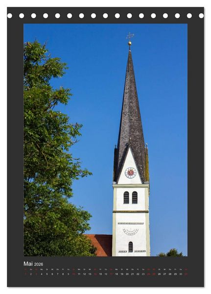 Produktbild: Kircht&uuml;rme im Landkreis F&uuml;rstenfeldbruck (Tischkalender 2026 DIN A5 hoch), CALVENDO Monatskalender