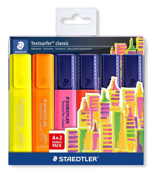 Produktbild: STADTLER Textmarker Textsurfer&reg; classic 4+2 Promopack