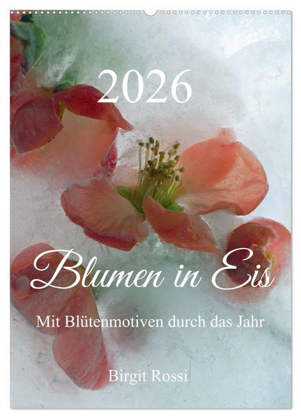 Blumen in Eis (Wandkalender 2026 DIN A2 hoch), CALVENDO Monatskalender