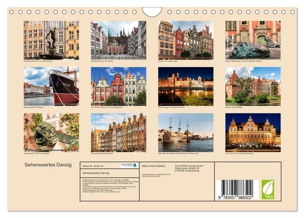 Produktbild: Sehenswertes Danzig (Wandkalender 2026 DIN A4 quer), CALVENDO Monatskalender