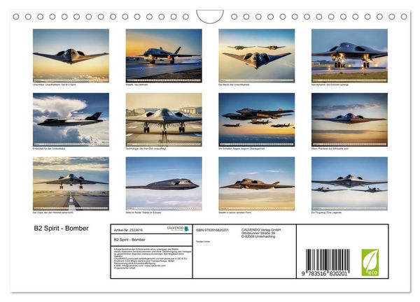 Produktbild: B2 Spirit - Bomber (Wandkalender 2027 DIN A4 quer), CALVENDO Monatskalender