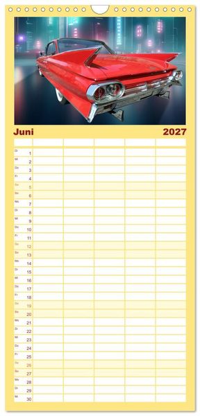 Produktbild: Familienplaner 2027 - US Classic Cars im Jet-Age mit 5 Spalten (Wandkalender, 21 x 45 cm) CALVENDO
