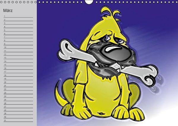 Produktbild: Hunde-Geburtstagskalender / Witziger Cartoon-Kalender (Wandkalender immerw&auml;hrend DIN A3 quer)