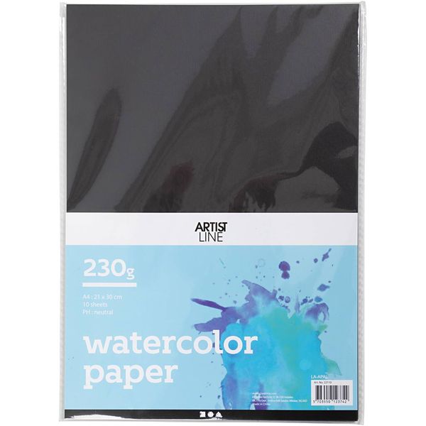 Produktbild: Creativ Company Div. Zubeh&ouml;r f&uuml;r Wasserfarben Aquarellpapier, Schwarz, A4, 210x297 mm, 230 g, 10 Blatt/ Kreativ Box