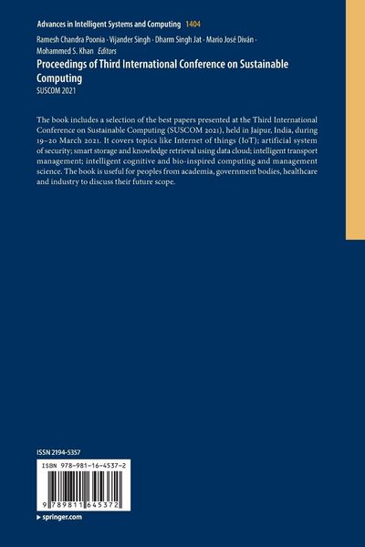 Produktbild: Proceedings of Third International Conference on Sustainable Computing