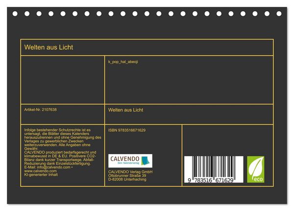 Produktbild: Welten aus Licht (Tischkalender 2026 DIN A5 quer), CALVENDO Monatskalender