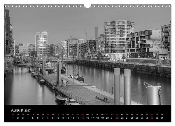 Produktbild: Hamburg monochrome Impressionen (Wandkalender 2027 DIN A3 quer), CALVENDO Monatskalender