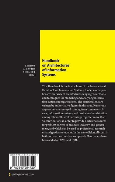 Produktbild: Handbook on Architectures of Information Systems