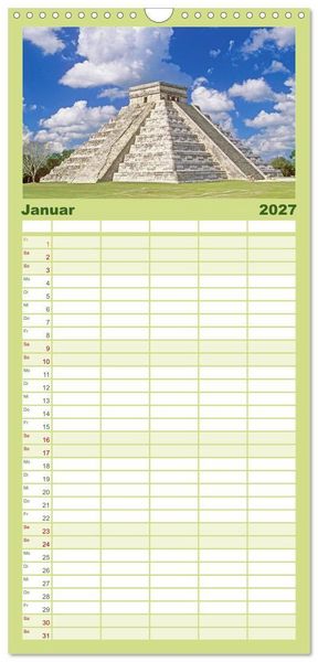 Produktbild: Familienplaner 2027 - Alte Kulturen Mittel- und S&uuml;damerikas: Versunkene Welten mit 5 Spalten (Wandkalender, 21 x 45 cm) CALVENDO