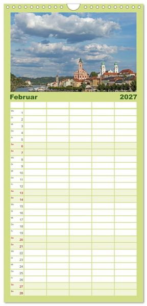 Produktbild: Familienplaner 2027 - Passau - Dreifl&uuml;ssestadt an Donau, Inn und Ilz mit 5 Spalten (Wandkalender, 21 x 45 cm) CALVENDO