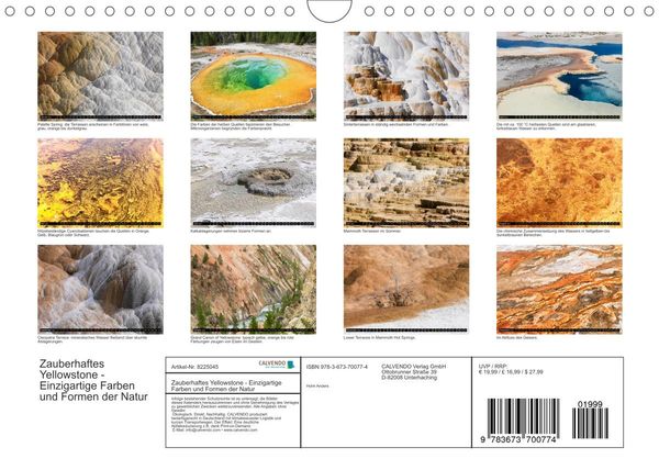 Produktbild: Zauberhaftes Yellowstone - Einzigartige Farben und Formen der Natur (Wandkalender 2022 DIN A4 quer)