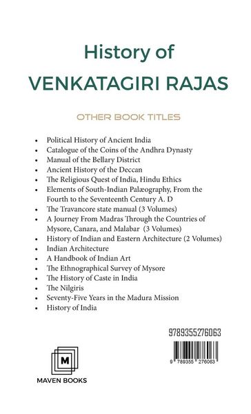 Produktbild: History Of Venkatagiri Rajas