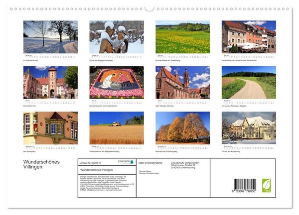 Produktbild: Wundersch&ouml;nes Villingen (hochwertiger Premium Wandkalender 2027 DIN A2 quer), Kunstdruck in Hochglanz