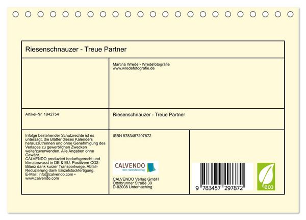 Produktbild: Riesenschnauzer - Treue Partner (Tischkalender 2026 DIN A5 quer), CALVENDO Monatskalender