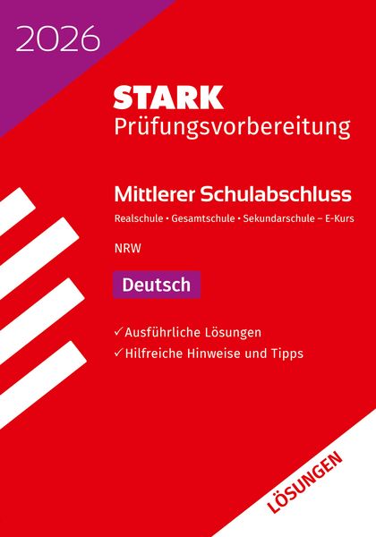 Produktbild: STARK L&ouml;sungen zu Deutsch E-Kurs - Mittlerer Schulabschluss (MSA) 2026 NRW - Pr&uuml;fungsvorbereitung