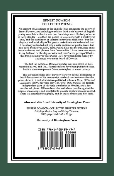 Produktbild: Ernest Dowson Collected Poems