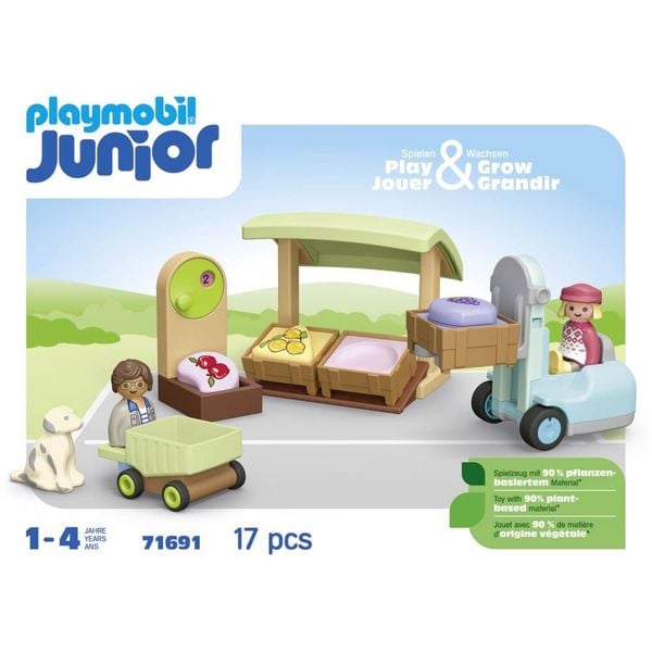 PLAYMOBIL JUNIOR 71691 - Bio-Marktstand & Gabelstapler