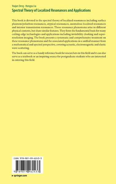 Produktbild: Spectral Theory of Localized Resonances and Applications
