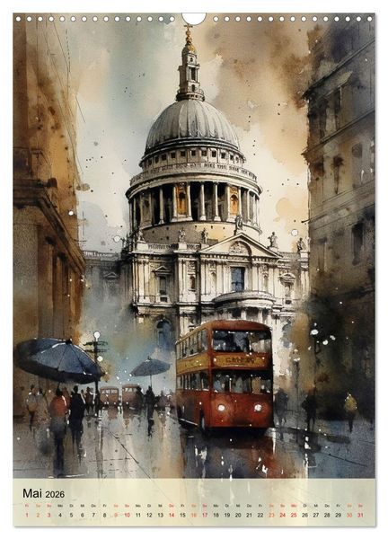 Produktbild: London - ein Regentag (Wandkalender 2026 DIN A3 hoch), CALVENDO Monatskalender