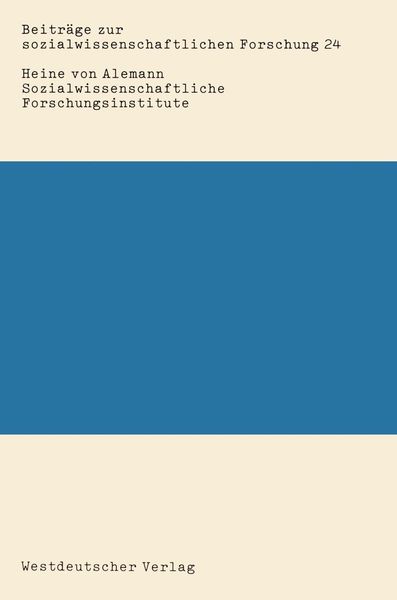 Produktbild: Sozialwissenschaftliche Forschungsinstitute