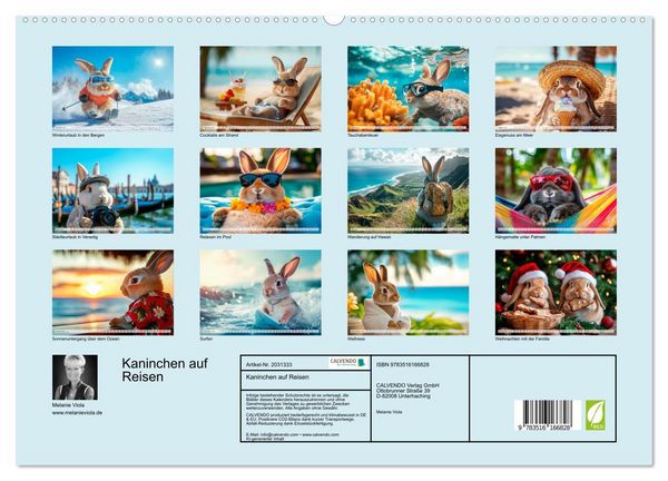 Produktbild: Kaninchen auf Reisen (hochwertiger Premium Wandkalender 2026 DIN A2 quer), Kunstdruck in Hochglanz