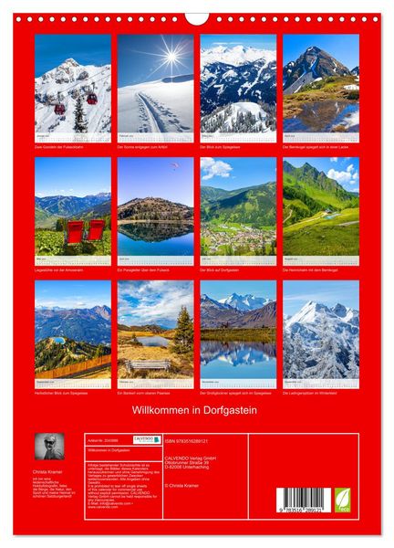 Produktbild: Willkommen in Dorfgastein (Wandkalender 2026 DIN A3 hoch), CALVENDO Monatskalender