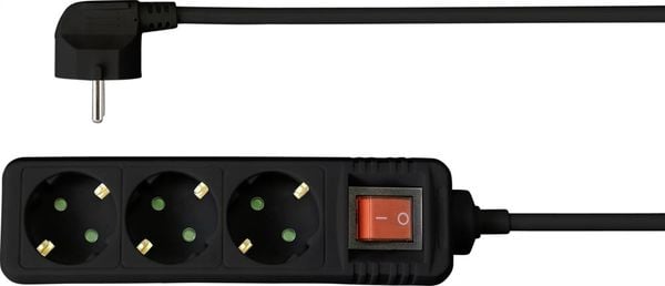 Produktbild: Sygonix SY-4890988 Steckdosenleiste mit Schalter 3fach Schwarz Schutzkontakt 1St.