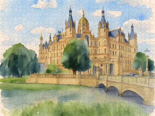 Produktbild: CALVENDO Puzzle Schloss Schwerin | 1000 Teile Lege-Gr&ouml;&szlig;e 64x48cm Foto-Puzzle f&uuml;r gl&uuml;ckliche Stunden
