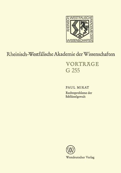 Rechtsprobleme der Schlüsselgewalt, Taschenbuch von Paul Mikat, VS Verlag für Sozialwissenschaften, 9783663018193
