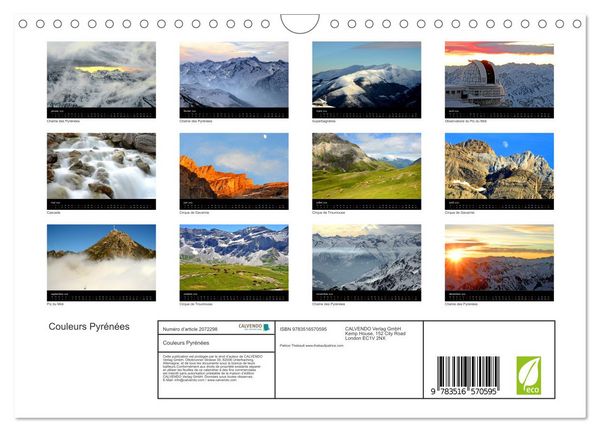 Produktbild: Couleurs Pyr&eacute;n&eacute;es (Calendrier mural 2026 DIN A4 vertical), CALVENDO calendrier mensuel