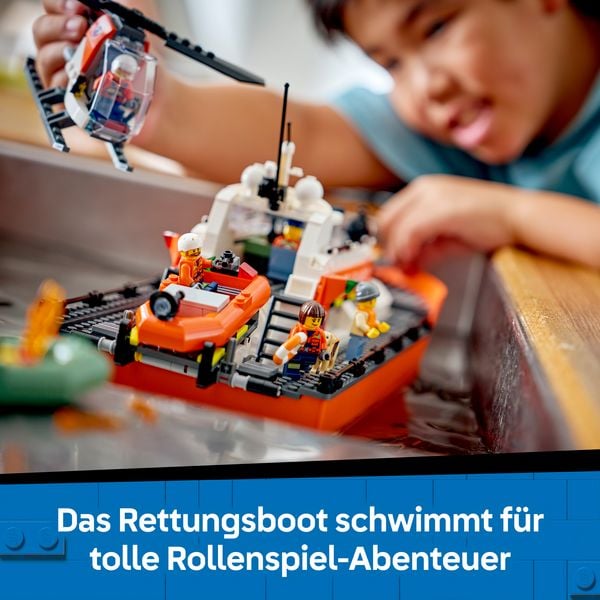 Produktbild: LEGO City 60504 Rettungsboot der K&uuml;stenwache mit Hubschrauber, Spielzeug