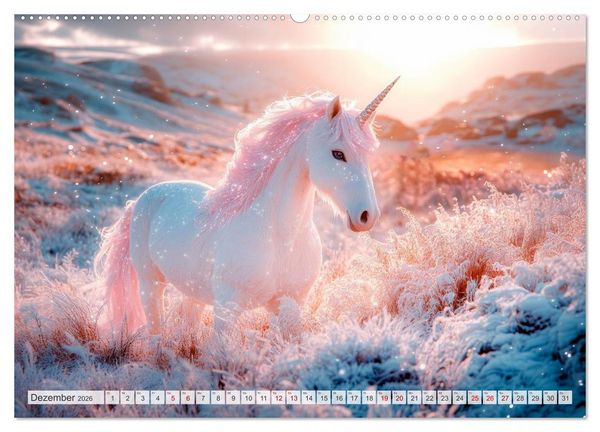 Produktbild: EINHORNZAUBER Traumhafte Glitzerwelt (Wandkalender 2026 DIN A2 quer), CALVENDO Monatskalender