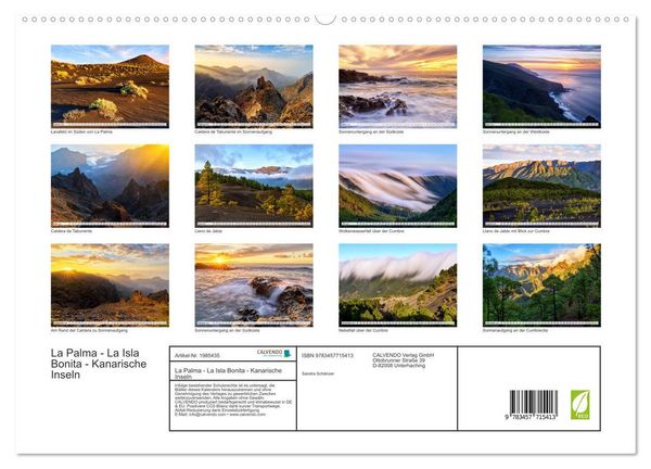 Produktbild: La Palma - La Isla Bonita - Kanarische Inseln (hochwertiger Premium Wandkalender 2026 DIN A2 quer), Kunstdruck in Hochglanz